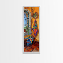 Cargar imagen en el visor de la galería, Framed and Printed Canvas Art of Mexican Hacienda, Still Life Botanical Wall Art, Tall Narrow Wall Art for Living Room, Entryway Wall Decor