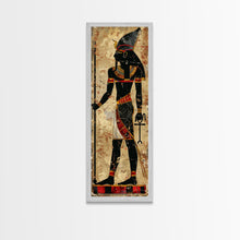 Load image into Gallery viewer, Egyptian Art Depiction of Osiris - Framed Canvas Print, Midcentury Modern Wall Art, Skinny Art, Tall Art, Living Room Decor