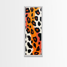 Load image into Gallery viewer, Bold Leopard Print in Orange and Black - Framed Canvas Print, Midcentury Modern Wall Art, Skinny Art, Tall Art, Living Room Decor