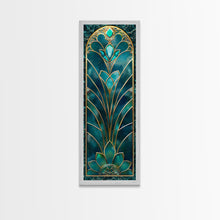 Carregar imagem no visualizador da galeria, Art Deco Stained Glass Print, Framed Canvas, Wood Frame Wall Art, Retro Style Decor, Roaring 20s Inspired Wall Art