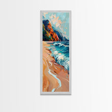 Load image into Gallery viewer, Coastal Tree Branches Overlooking Ocean Waves at Sunset, Modern Framed Canvas Print, Perfect for Seascape and Beach Wall Art Lovers