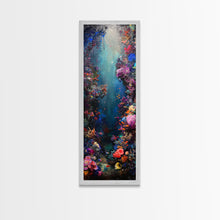 Load image into Gallery viewer, Deep Sea Adventure with Colorful Coral Reefs, Skinny and Tall Art, Stunning Framed Canvas Print, Underwater Landscape Wall Art