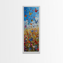Carregar imagem no visualizador da galeria, Butterflies In The Spring Framed Canvas Print, Wood Framed Art, Living Room Decor, Girl's Room Gift Idea, Nursery Decor, Minimalist Whimsical Decor