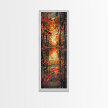 Carregar imagem no visualizador da galeria, Fall Forest Reflected in The Lake, Framed Canvas Print, Whimsical Home Decor, Unique Wall Art Gift Idea For Housewarming