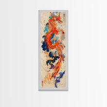 Load image into Gallery viewer, Majestic Red Dragon Soars Skinny Art Tall Art Japanese Ukiyo-e Inspired Mythical Creature Framed Canvas Print