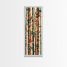 Cargar imagen en el visor de la galería, Colorful Bamboo Forest Skinny Art Ukiyo-e Tall Framed Canvas Print in Bright Autumn Hues