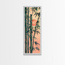Carregar imagem no visualizador da galeria, Framed Canvas Print Of Bamboo Stalks And Red Sun, Traditional Japanese Style Wall Art Ready To Hang For Asian Inspired Decor