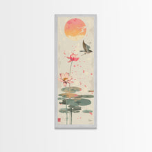 Carregar imagem no visualizador da galeria, Autumn Maple Leaves Falling Tall Skinny Japanese Wall Art - Framed Canvas Print in Ukiyo-e Style