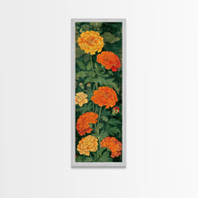 Load image into Gallery viewer, Delicate Pastel Flowers on Tall Stems Framed Canvas Print - Japanese Art Skinny Wall Décor