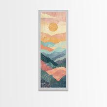 Carregar imagem no visualizador da galeria, Abstract Sunset Over Rolling Hills, Japanese Art-Inspired Tall Framed Canvas Print for Wall Art