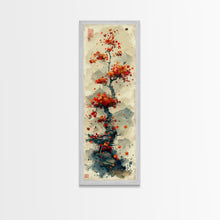 Carregar imagem no visualizador da galeria, Autumn Bonsai Tree Traditional Japanese Style Nature Art On Framed Canvas Print In Ukiyo-e Art Design Tall Skinny Wood Block Wall Decor