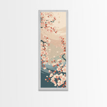 Cargar imagen en el visor de la galería, Cherry Blossom Branches Pale Background Japanese Style Tall Skinny Framed Canvas Print Wall Art