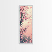 Load image into Gallery viewer, Beautiful Cherry Blossoms Blooming On Tree Branch Against Soft Pastel Background Captured Tall Framed Canvas Print Floral Home Decor