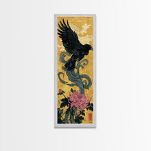 Carregar imagem no visualizador da galeria, Canvas Print Japanese Eagle In Flight Over Chrysanthemum Flowers, Bold Traditional Art For Statement Wall Piece, Cultural Home Decor