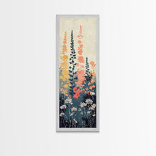 Carregar imagem no visualizador da galeria, Framed Canvas Print Of Elegant Wildflowers Set Against A Soft Background, Skinny Art, Tall Art, Japanese Style Art, Ukiyo-e Art, Wood Block Print