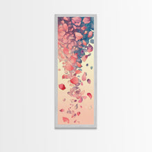Cargar imagen en el visor de la galería, Cascading Pink Petals In Delicate Canvas, Tall Skinny Framed Wall Art For Feng Shui-Inspired Spaces, Japanese Style Art