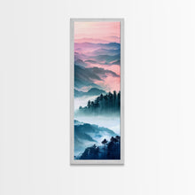 Load image into Gallery viewer, Dreamy Layers Of Misty Mountains At Dawn – Framed Canvas Print Skinny Art And Tall Art, Emphasizing Ukiyo-E Art And Japanese Style Art
