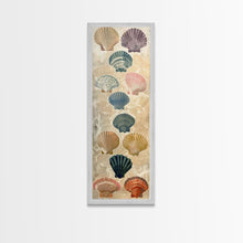 Cargar imagen en el visor de la galería, Colorful Shells On Textured Background Skinny Art Wood Block Print Japanese Style Art Framed Canvas Print Tall Art Ukiyo-e Art