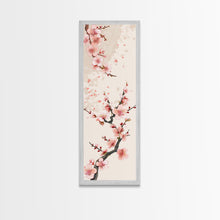 Cargar imagen en el visor de la galería, Cherry Blossom Branches On Canvas In Japanese Ukiyo-e Style, Traditional Woodblock Print, Framed Canvas Print, Tall Skinny Japanese Wall Art, Ready To Hang