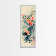 Carregar imagem no visualizador da galeria, Azalea Blossoms Skinny Art Tall Art Japanese Ukiyo-e Inspired Floral Framed Canvas Print for Elegant and Timeless Decor