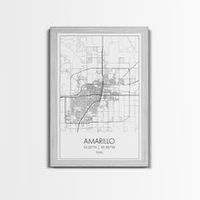 Load image into Gallery viewer, Amarillo Street Map, Texas Map, City Map Wall Decor, Travel Wall Art, Minimalist, Modern Art, Wall Art, Canvas Print, Canvas Wall Art