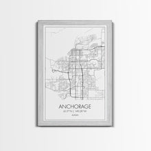 Load image into Gallery viewer, Anchorage Street Map, Alaska Map, City Map Wall Décor, Adventure Wall Art, Minimalist, Modern Art, Wall Art, Canvas Print, Canvas Wall Art