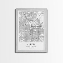 Load image into Gallery viewer, Aurora Street Map, Colorado Map, City Map Print, Travel Lover Gift, Above Bed Art, Minimalist Art, Wall Art, Canvas Print, Canvas Wall Art
