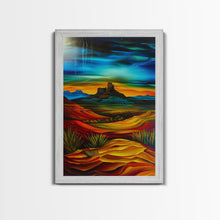 Load image into Gallery viewer, Dramatic Desert Landscape - Vibrant Western Art, Framed Canvas Print, Living Room Decor, Desert Painting, Colorful Wall Art