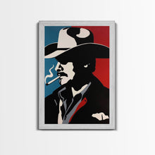 Load image into Gallery viewer, Cowboy and Cowgirl Embracing in Scenic Western Landscape - Framed Canvas Print, Rustic Western Decor, Bedroom Art, Romantic Wall Art