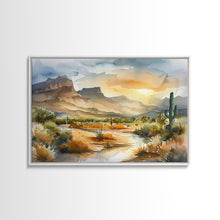Load image into Gallery viewer, Beautiful Arizona Watercolor Landscape Painting Print, Wood Framed Art, Gift for him, painting, Prints, Abstract Wall Art