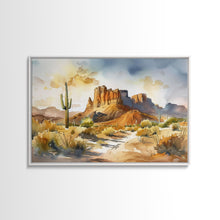 Load image into Gallery viewer, Beautiful Arizona Watercolor Landscape Painting Print, Wood Framed Art, Gift for him, painting, Prints, Abstract Wall Art