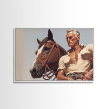 Load image into Gallery viewer, The Old West American Frontier Cowboy Framed Canvas Print, Western Decor, 50s Style Western Art, Farmhouse Decor, Southwestern Art