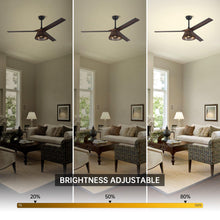 Carregar imagem no visualizador da galeria, 60" Farmhouse Downrod Mount Reversible Ceiling Fan with Lighting and Remote Control