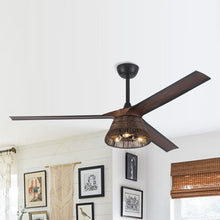 Carregar imagem no visualizador da galeria, 60" Farmhouse Downrod Mount Reversible Ceiling Fan with Lighting and Remote Control