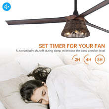 Carregar imagem no visualizador da galeria, 60" Farmhouse Downrod Mount Reversible Ceiling Fan with Lighting and Remote Control