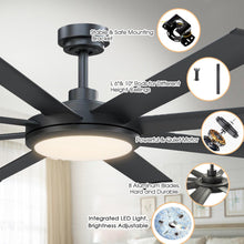 Carregar imagem no visualizador da galeria, 60" Industrial DC Motor Downrod Mount Ceiling Fan with Lighting and Remote Control