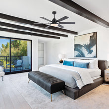 Carregar imagem no visualizador da galeria, 60" Industrial DC Motor Downrod Mount Reversible Ceiling Fan with Lighting and Remote Control