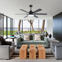 Carregar imagem no visualizador da galeria, 60" Industrial DC Motor Downrod Mount Reversible Ceiling Fan with Lighting and Remote Control