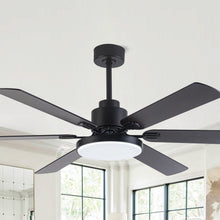 Carregar imagem no visualizador da galeria, 60" Industrial DC Motor Downrod Mount Reversible Ceiling Fan with Lighting and Remote Control