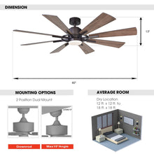 Carregar imagem no visualizador da galeria, 60" Oretha Windmill DC Ceiling Fan with LED Lighting