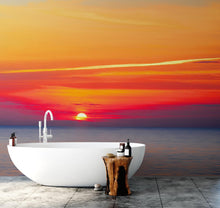 Carregar imagem no visualizador da galeria, Red Sky Sunset over Beach Wall Mural Decal Sticker #6005