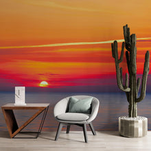 Carregar imagem no visualizador da galeria, Red Sky Sunset over Beach Wall Mural Decal Sticker #6005
