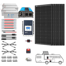 Carregar imagem no visualizador da galeria, ACOPOWER Deep Cycle GEL Battery Mono Solar Power Complete System with Battery and Inverter for RV Boat 12V Off Grid Kit