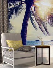 Carregar imagem no visualizador da galeria, Beach Palm Tree Coastline Sunset Wall Mural #6040