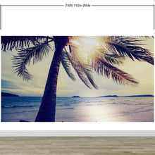 Carregar imagem no visualizador da galeria, Beach Palm Tree Coastline Sunset Wall Mural #6040