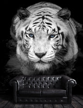 Carregar imagem no visualizador da galeria, Tiger Stare Down Large Mural (Black and White) #6045