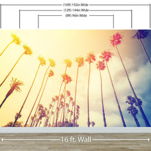 Carregar imagem no visualizador da galeria, Retro California Sunset Palmtree Wall Mural #6050