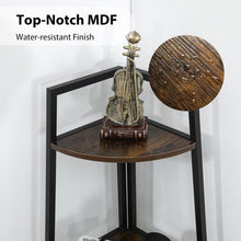 Load image into Gallery viewer, Corner Shelf, 5 Tier Corner Bookshelf, 70" Tall Display Organizer Storage Stand, Multipurpose Shelving Unit Ladder Shelf for Living Room, Home Office, Small Space, Rustic Brown