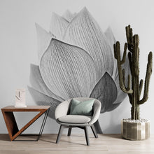 Carregar imagem no visualizador da galeria, Black and White Lotus Flower Wall Mural #6116