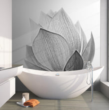 Carregar imagem no visualizador da galeria, Black and White Lotus Flower Wall Mural #6116